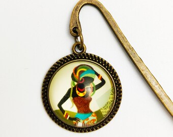 Bookmark. Beautiful African. Glass cabochon. Gift idea. Christmas. Birthday . Party.