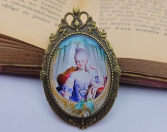 Broche épingle Marie-Antoinette jeune  boudoir oiseau rétro vintage métal couleur bronze