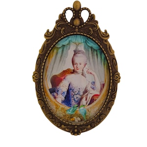 Brooch pin Marie-Antoinette young boudoir bird retro vintage metal bronze color ring earrings