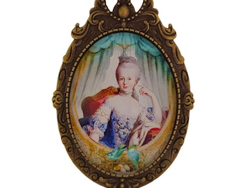 Brooch pin Marie-Antoinette young boudoir bird retro vintage metal bronze color ring earrings