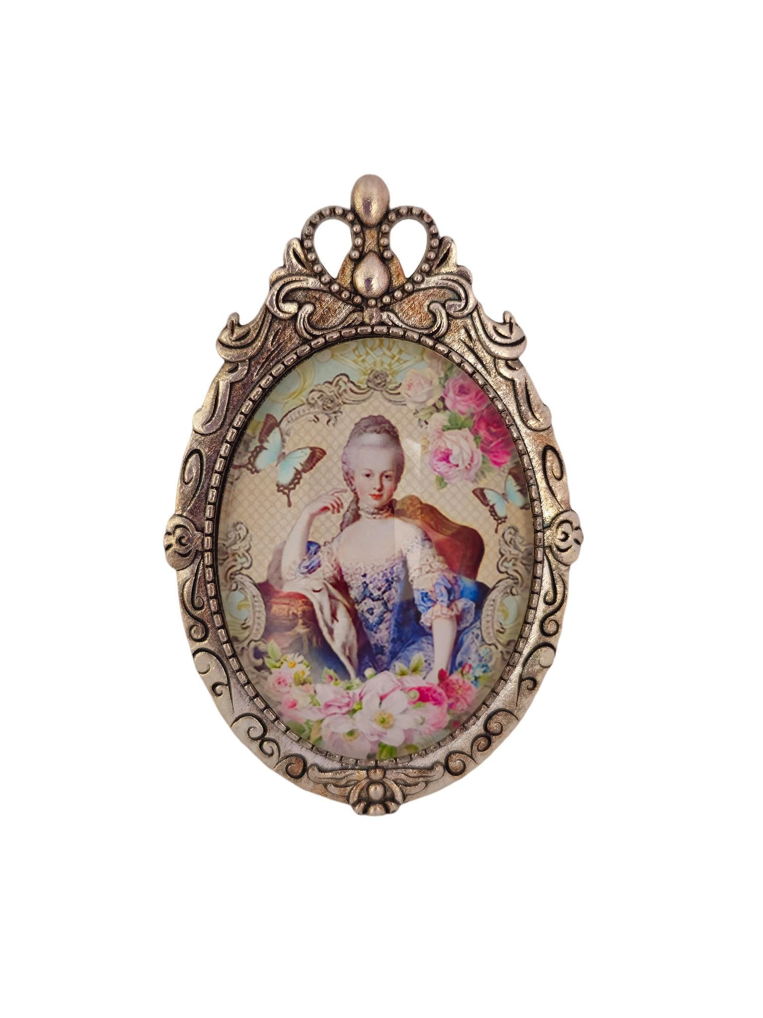 Marie-Antoinette young boudoir butterfly pin brooch retro vintage metal silver color