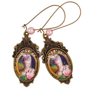 Boucles D'oreilles Vintage Années 50 - Fleur Et Perles Imitation, Or Plaqué, Dormeuses