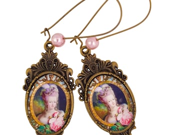 Coquette Marie-Antoinette Queen of France Retro Vintage Dangle Earrings