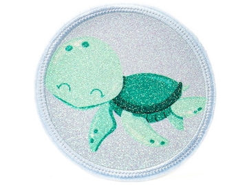 Paillettes - Velcro - Patch pour cartables - Tortue - personnalisable avec nom - aussi comme pendentif ou patch à repasser