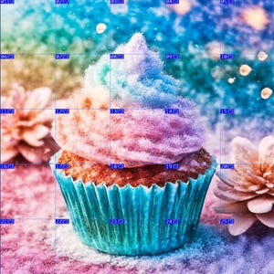 Cover Paper Cupcake Zuckerwatte - Release Paper für Diamond Painting - 25 Teile - ergeben ein großes Bild