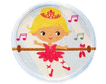 Glitter - Velcro - Patch for school bags - ballet - customizable with name - also as pendant or ironing patch