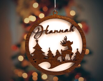 Christmas pendant reindeer with name personalized from wood Christmas tree ball