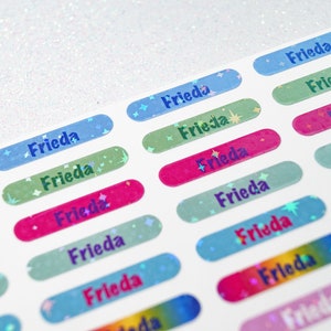 Name stickers holographic 80 pieces different colors pen stickers size XS Mini 0.7 x 3.2 cm image 9