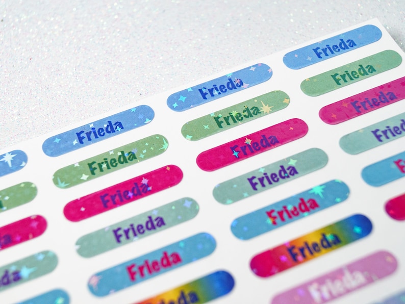 Name stickers holographic 80 pieces different colors pen stickers size XS Mini 0.7 x 3.2 cm image 9