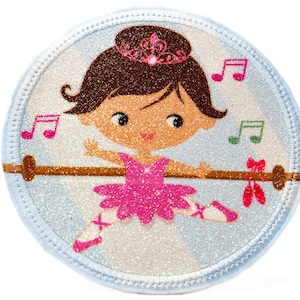 Glitter - Velcro - Patch for school bags - ballet - customizable with name - also as pendant or ironing patch