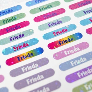 Name stickers holographic 80 pieces different colors pen stickers size XS Mini 0.7 x 3.2 cm image 8