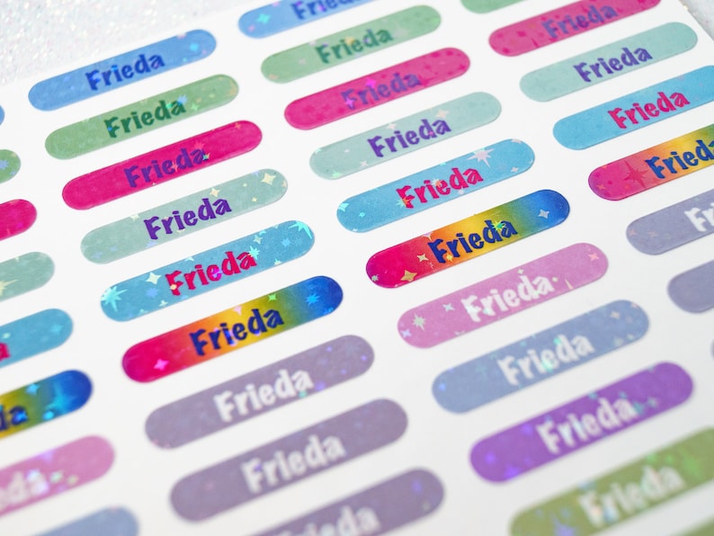 Name stickers holographic 80 pieces different colors pen stickers size XS Mini 0.7 x 3.2 cm image 8