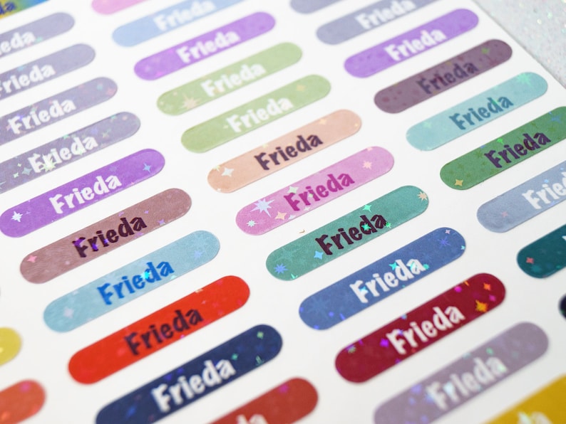 Name stickers holographic 80 pieces different colors pen stickers size XS Mini 0.7 x 3.2 cm image 10