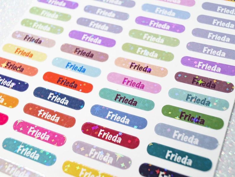 Name stickers holographic 80 pieces different colors pen stickers size XS Mini 0.7 x 3.2 cm image 7