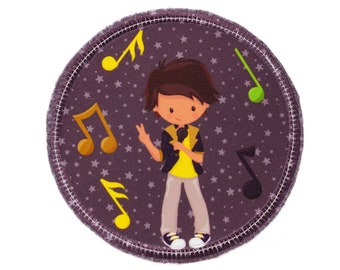 Fabric - Velcro - Patch for school bags - Singer music - customizable with name - also as a pendant or ironing patch