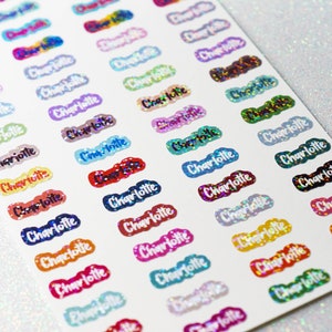 Holographic name stickers 72 pieces different colors size S small height: 1 cm image 10