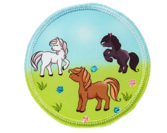 Fabric - Velcro - patch for school bags - horses - customizable with name - also as a pendant or ironing patch