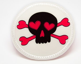 Fabric - Velcro - Patch for satchels - Skull 1 - customizable with name - also as a pendant or strap patch