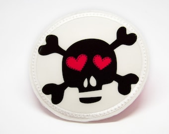 Fabric - Velcro - Patch for satchels - Skull 2 - customizable with name - also as a pendant or strap patch