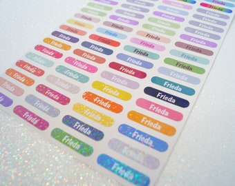 Name stickers holographic 80 pieces assorted colors pen stickers size XS Mini 0.7 x 3.2 cm
