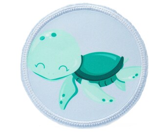 Fabric - Velcro - Patch for school bags - Turtle - customizable with name - also as a pendant or ironing patch