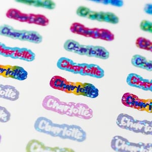 Holographic name stickers 72 pieces different colors size S small height: 1 cm image 8