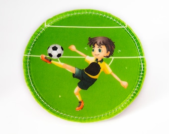 Fabric - Velcro - Patch for satchels - Football boys - customizable with name - also as a pendant or ironing patch