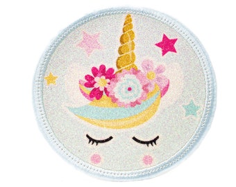 Glitter - Velcro - Patch for satchels - Unicorn - customizable with name - also as a pendant or strap patch