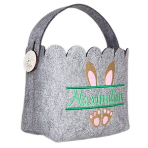 Easter basket with name personalized from felt Easter bag Easter bag for filling Handle removable Utensilo Easter Bunny image 2