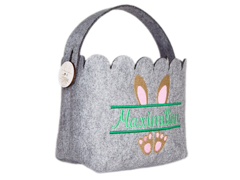 Easter basket with name personalized from felt Easter bag Easter bag for filling Handle removable Utensilo Easter Bunny image 2