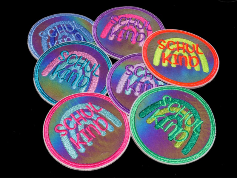 Reflector Velcro patch rainbow for the satchel or backpack optionally with name also as a pendant or to iron on green image 5