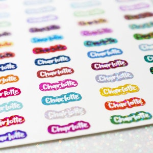 Holographic name stickers 72 pieces different colors size S small height: 1 cm image 6