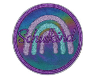 Reflector - Velcro - patch rainbow for the satchel or backpack optionally with name | also as a pendant or to iron on | lilac-mint