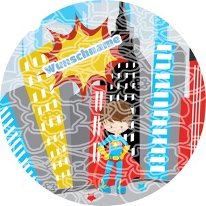 Glitzer Klett Patch für Schulranzen Superheld personalisierbar mit Namen auch als Anhänger oder Bügelpatch Bild 3