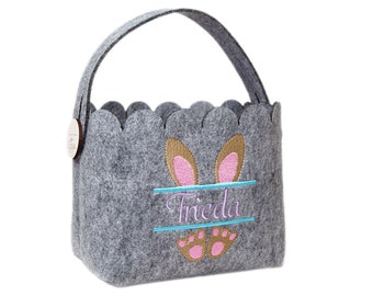 Easter basket with name personalized from felt - Easter bag Easter bag for filling - Handle removable - Utensilo - Easter Bunny