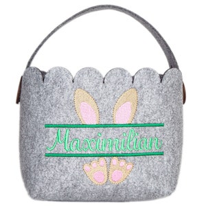 Easter basket with name personalized from felt Easter bag Easter bag for filling Handle removable Utensilo Easter Bunny image 1