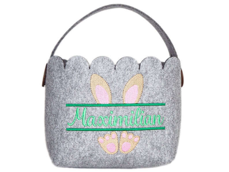 Easter basket with name personalized from felt Easter bag Easter bag for filling Handle removable Utensilo Easter Bunny image 1