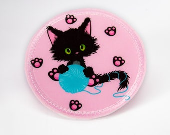 Fabric - Velcro - Patch for satchels - Cat - customizable with name - also as a pendant or ironing patch