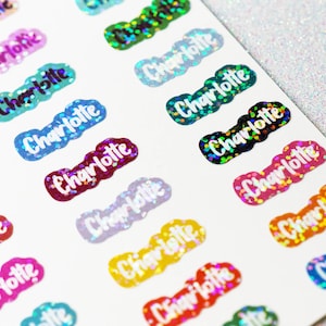 Holographic name stickers 72 pieces different colors size S small height: 1 cm image 9