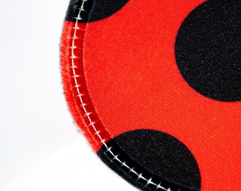 Tissu - Velcro - Patch pour cartables - Coccinelle - personnalisable avec nom - également comme pendentif ou patch de repassage