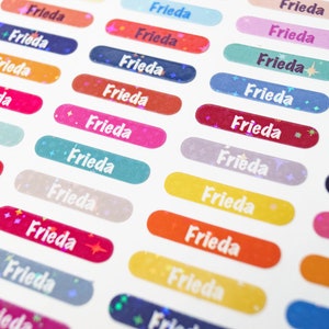 Name stickers holographic 80 pieces different colors pen stickers size XS Mini 0.7 x 3.2 cm image 6