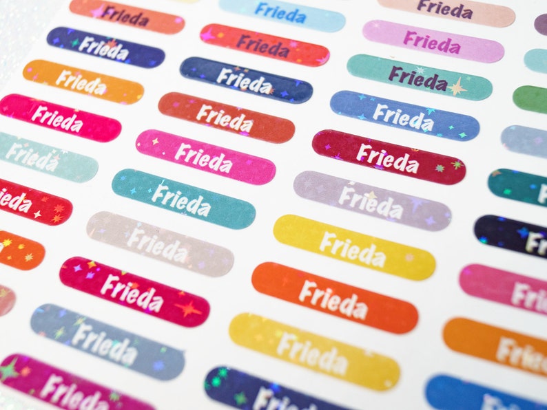 Name stickers holographic 80 pieces different colors pen stickers size XS Mini 0.7 x 3.2 cm image 6