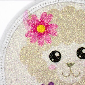 Glitter Velcro Patch for School Ranches Lama Alpaca Customizable with Name Also as Pendant or Ironpatch image 2
