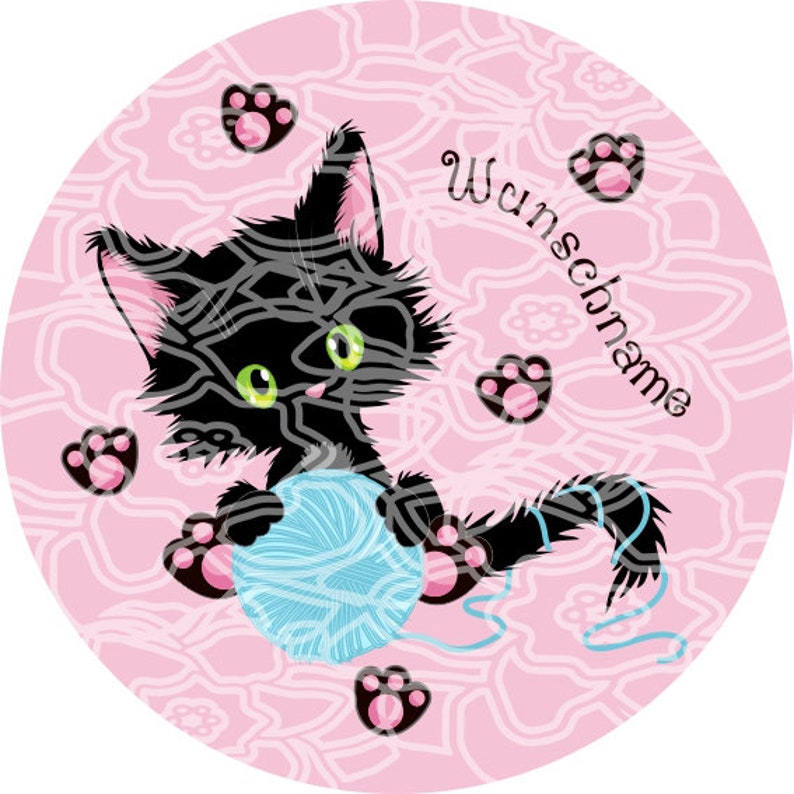 Glitter Velcro patch for satchels cat can be personalized with a name also as a pendant or ironing patch image 3