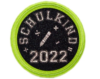 Paillettes - Velcro - Patch pour cartables - Inscription scolaire 2022 Écolier - personnalisable avec nom - également en pendentif ou en patch de fer