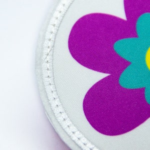 Fabric Velcro Patch for satchels Flower purple customizable with name also as a pendant or patch image 2