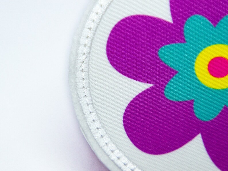 Fabric Velcro Patch for satchels Flower purple customizable with name also as a pendant or patch image 2