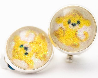 Boucles d’oreilles avec de vraies paillettes - Léopard en option comme clip, brisures et clous grand cadeau pour les enfants et les adultes