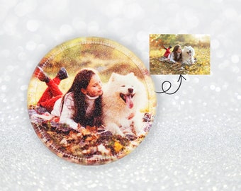 Glitter Velcro patch with your own photo for school bags - customizable - also available as a pendant or iron-on patch