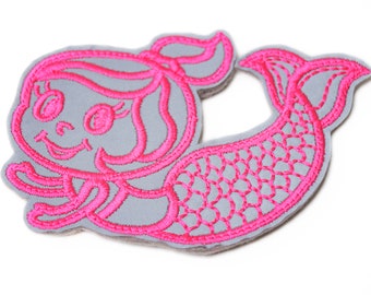 Reflector - Velcro - Patch Mermaid - Patch for School Ranches - Also as Pendant or Ironpatch Enrolment 2021